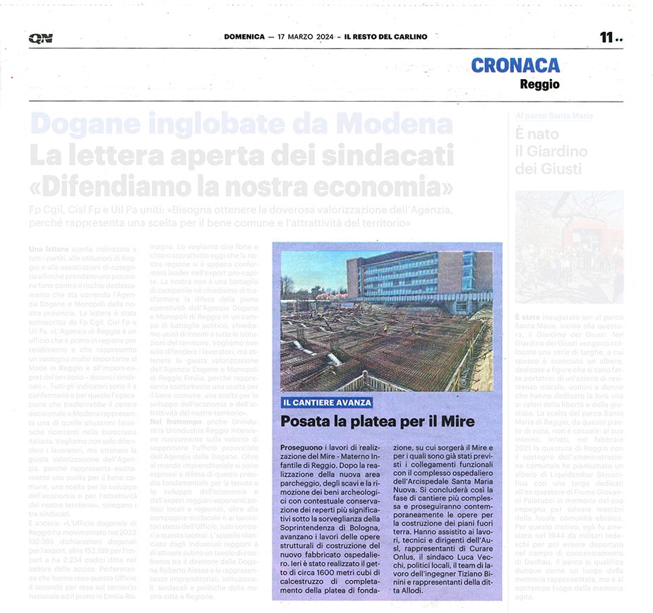 QN Il Resto del Carlino 17 marzo 2024 pagina 11 Platea Mire